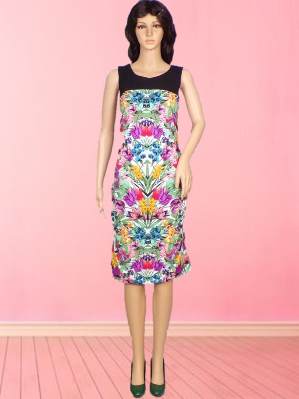 NICOLE BY NICOLE MILLER size 12 multicolor floral sleeveless sheath dress